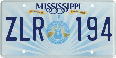 MS license plate ZLR194