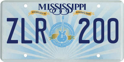 MS license plate ZLR200