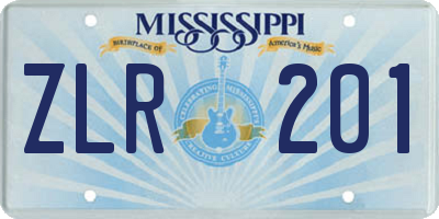MS license plate ZLR201