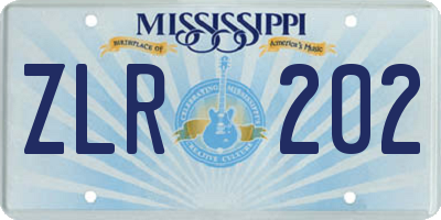 MS license plate ZLR202
