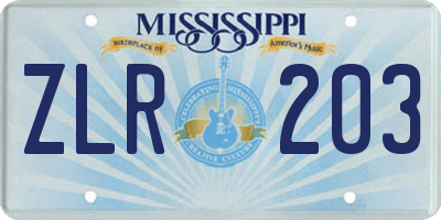 MS license plate ZLR203