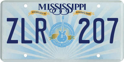 MS license plate ZLR207