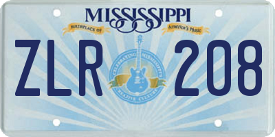 MS license plate ZLR208