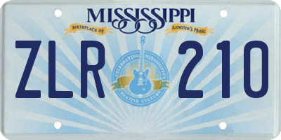 MS license plate ZLR210