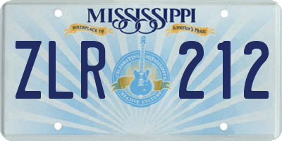 MS license plate ZLR212