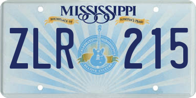 MS license plate ZLR215