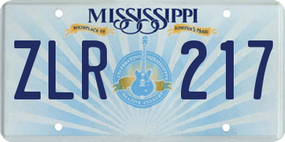 MS license plate ZLR217