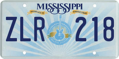 MS license plate ZLR218