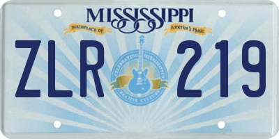 MS license plate ZLR219