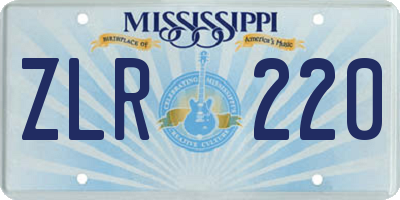 MS license plate ZLR220