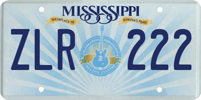 MS license plate ZLR222