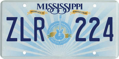 MS license plate ZLR224