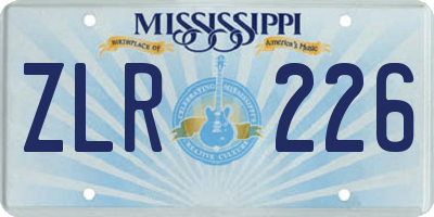 MS license plate ZLR226