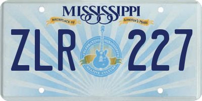 MS license plate ZLR227