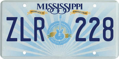 MS license plate ZLR228