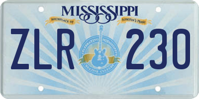 MS license plate ZLR230