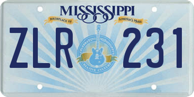 MS license plate ZLR231