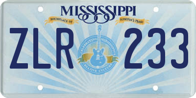 MS license plate ZLR233