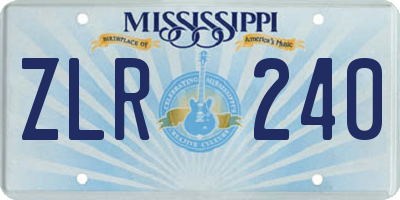 MS license plate ZLR240