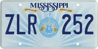 MS license plate ZLR252