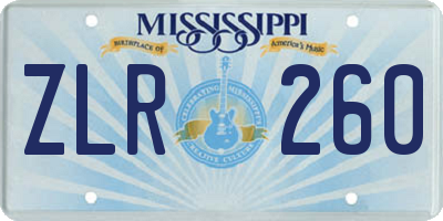 MS license plate ZLR260
