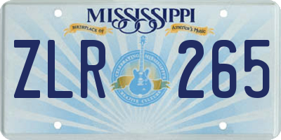 MS license plate ZLR265