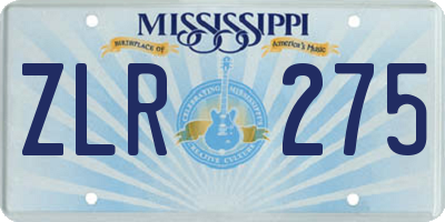 MS license plate ZLR275