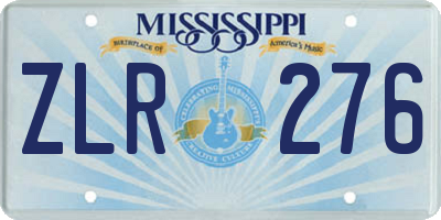 MS license plate ZLR276
