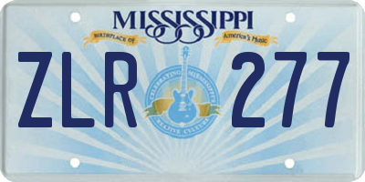 MS license plate ZLR277
