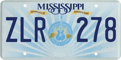 MS license plate ZLR278