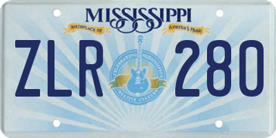 MS license plate ZLR280