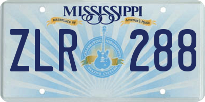 MS license plate ZLR288