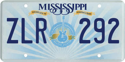 MS license plate ZLR292