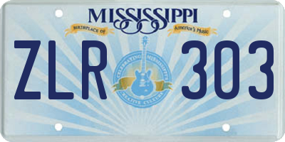 MS license plate ZLR303