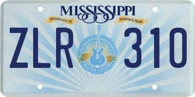 MS license plate ZLR310