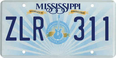 MS license plate ZLR311