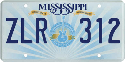 MS license plate ZLR312