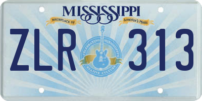 MS license plate ZLR313