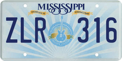 MS license plate ZLR316