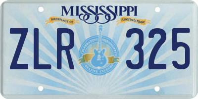 MS license plate ZLR325