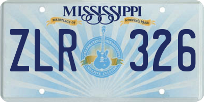 MS license plate ZLR326