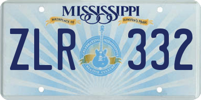 MS license plate ZLR332