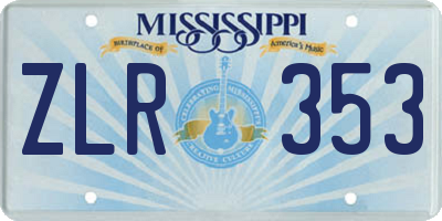 MS license plate ZLR353