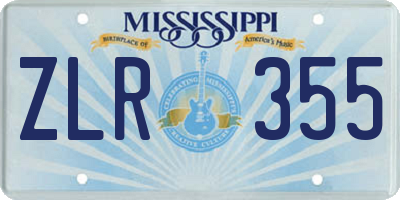 MS license plate ZLR355