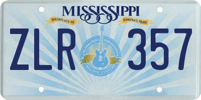 MS license plate ZLR357