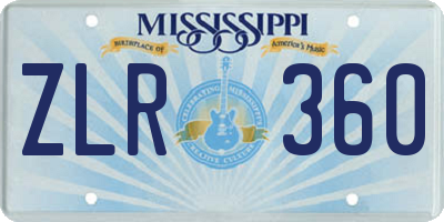 MS license plate ZLR360