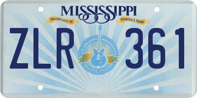 MS license plate ZLR361