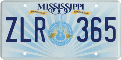 MS license plate ZLR365