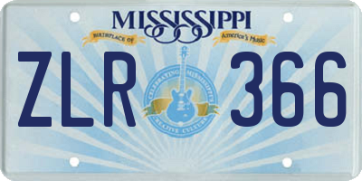 MS license plate ZLR366