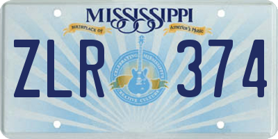 MS license plate ZLR374